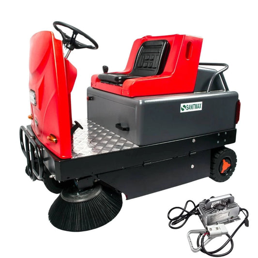 SM80 53” Ride-on Floor Sweeper, 73,000 Sqft/H, Continous Running for 5 Hours