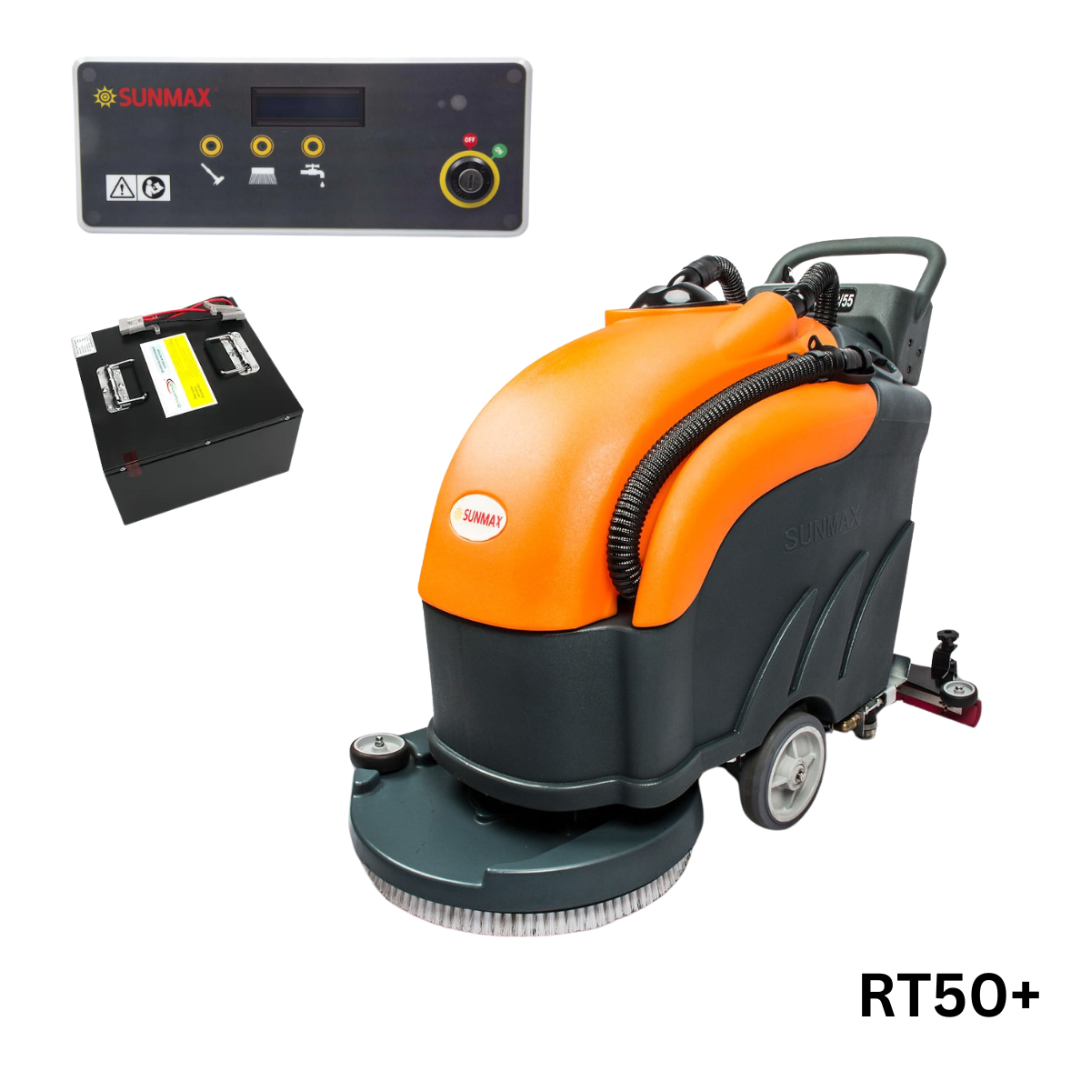 RT50 22" Walk-behind Commercial Floor Scrubber Dryer Machine, 30,000 sqft/h Cleaning Efficiency, 14.5-Gal Sewage Tank