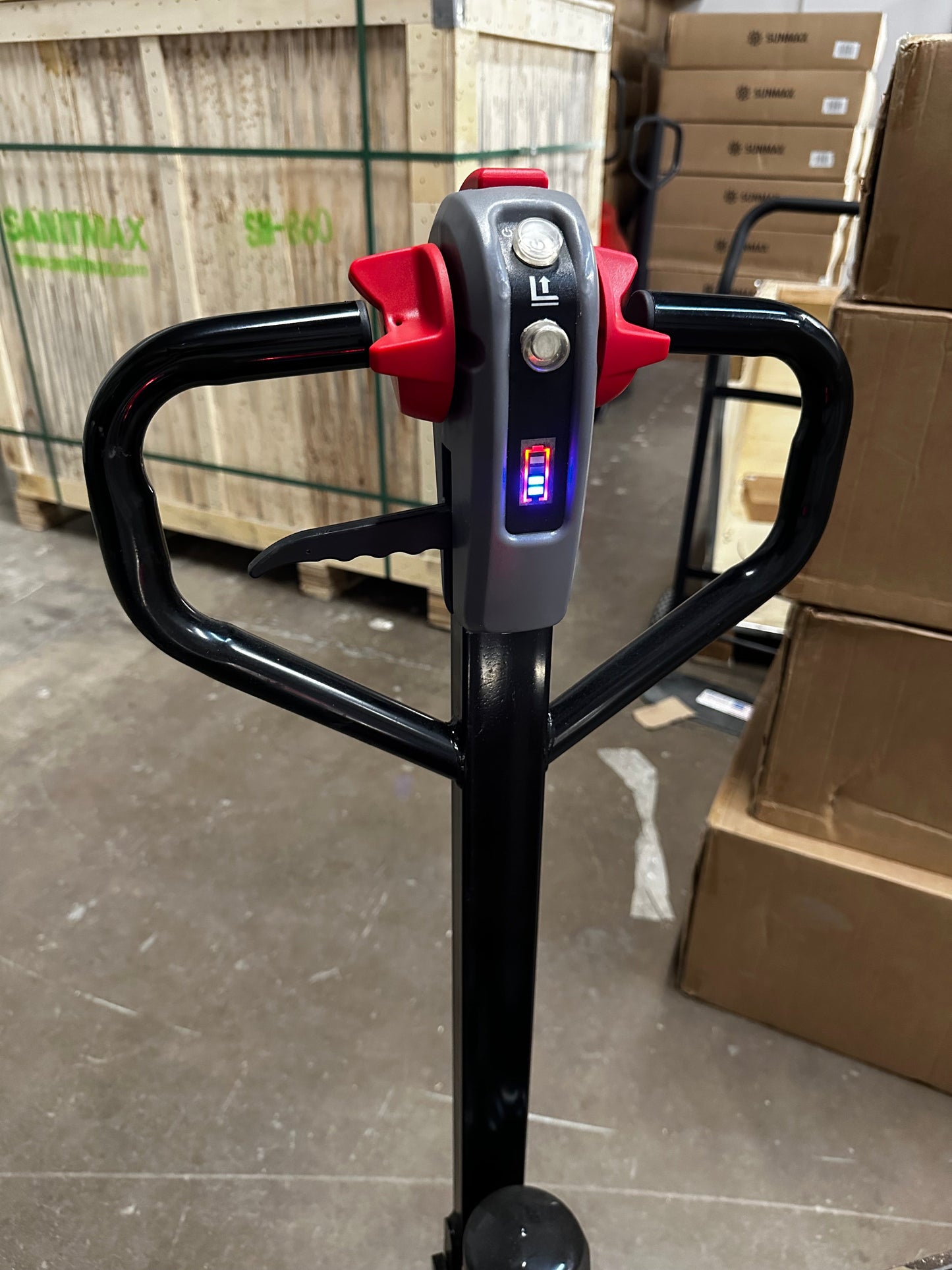 SANITMAX 4400 lbs Electric Walkie Pallet Jack with Built-in Scale, 45" x 27" Fork Size