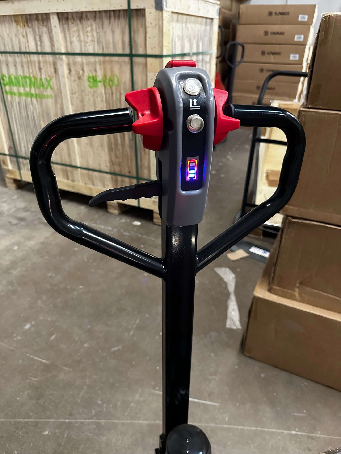 SANITMAX 4400 lbs Electric Walkie Pallet Jack with Built-in Scale, 45" x 27" Fork Size