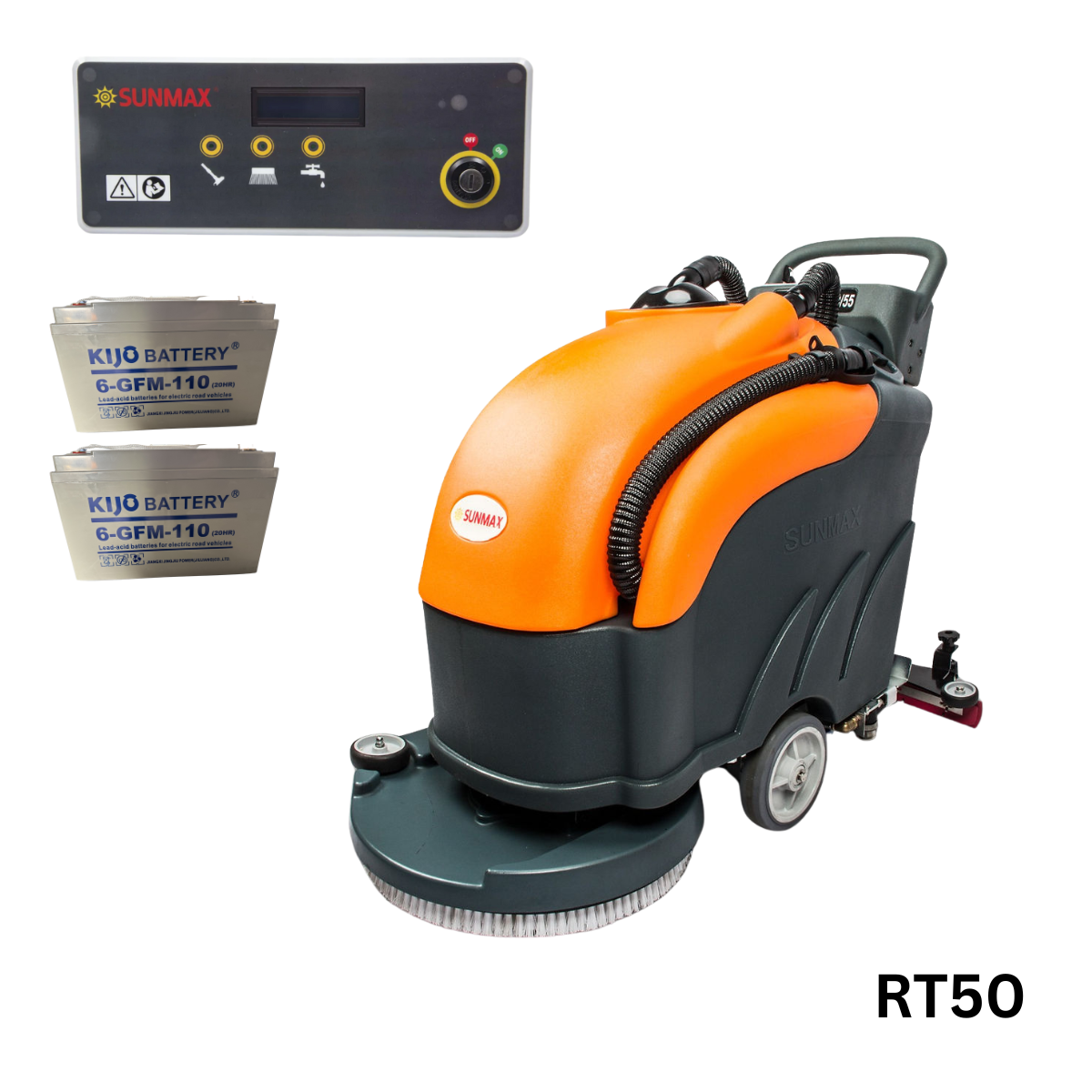 RT50 22" Walk-behind Commercial Floor Scrubber Dryer Machine, 30,000 sqft/h Cleaning Efficiency, 14.5-Gal Sewage Tank