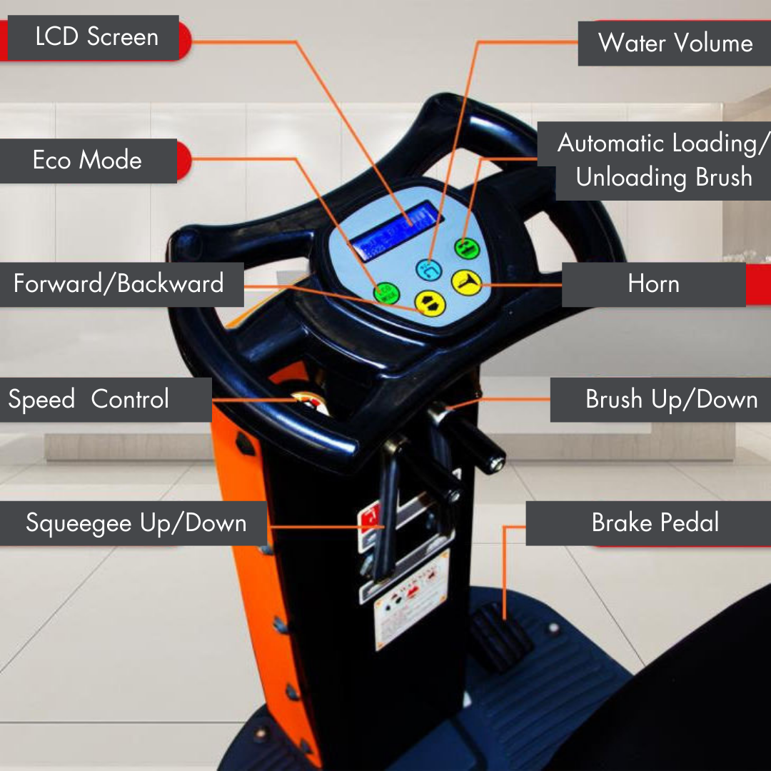 SANITMAX RT70 Ride-On Floor Scrubber, 48000 Sqft/H Efficiency, 18.5 Gal Tanks, 31-inch Squeegee Width