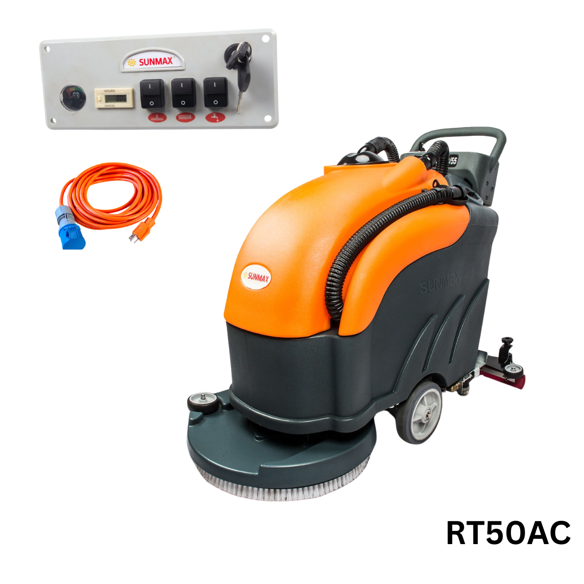 RT50 22" Walk-behind Commercial Floor Scrubber Dryer Machine, 30,000 sqft/h Cleaning Efficiency, 14.5-Gal Sewage Tank