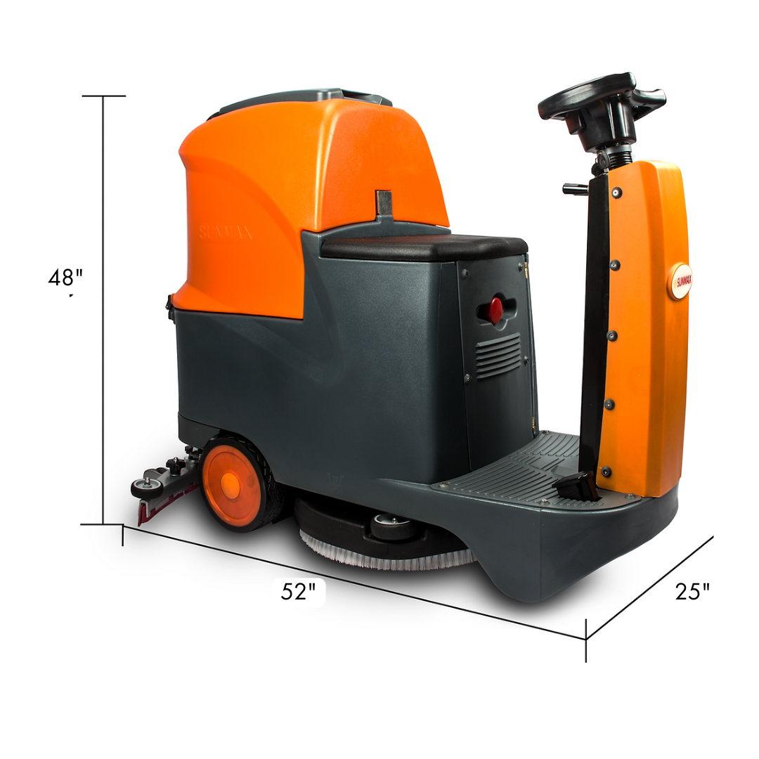 SANITMAX RT70 Ride-On Floor Scrubber, 48000 Sqft/H Efficiency, 18.5 Gal Tanks, 31-inch Squeegee Width