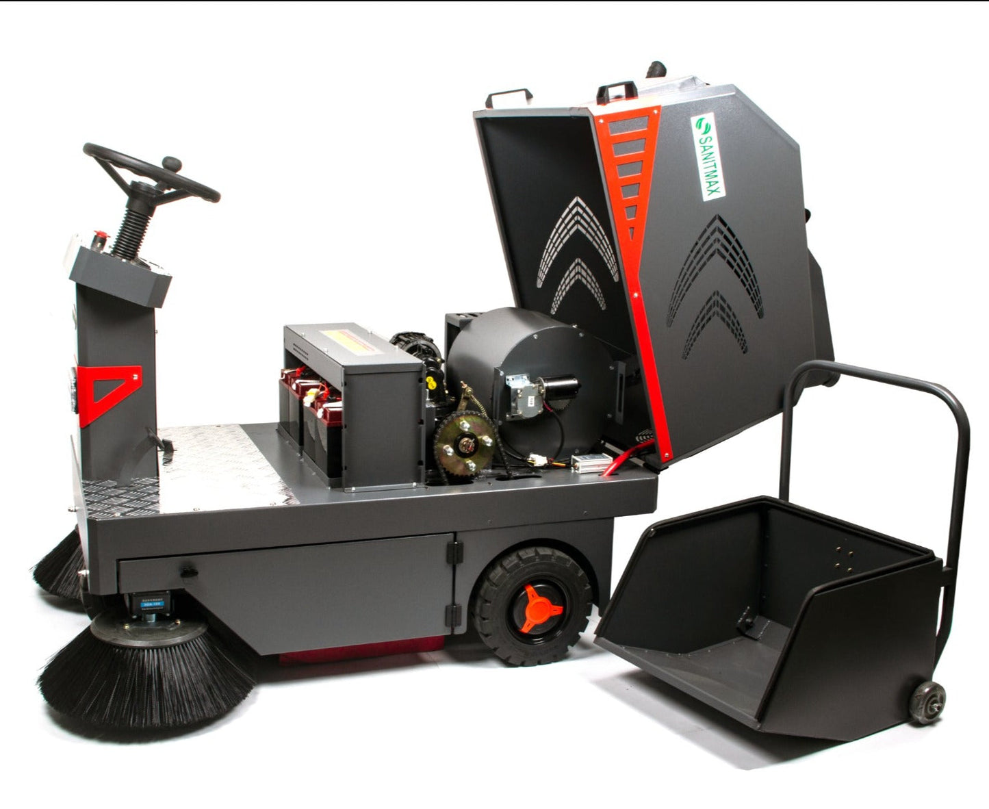 SM1250+ 49" Ride-on Industrial Floor Sweeper, 69000 Sqft/h, 3.5 hr Fast Charging Lithium Battery