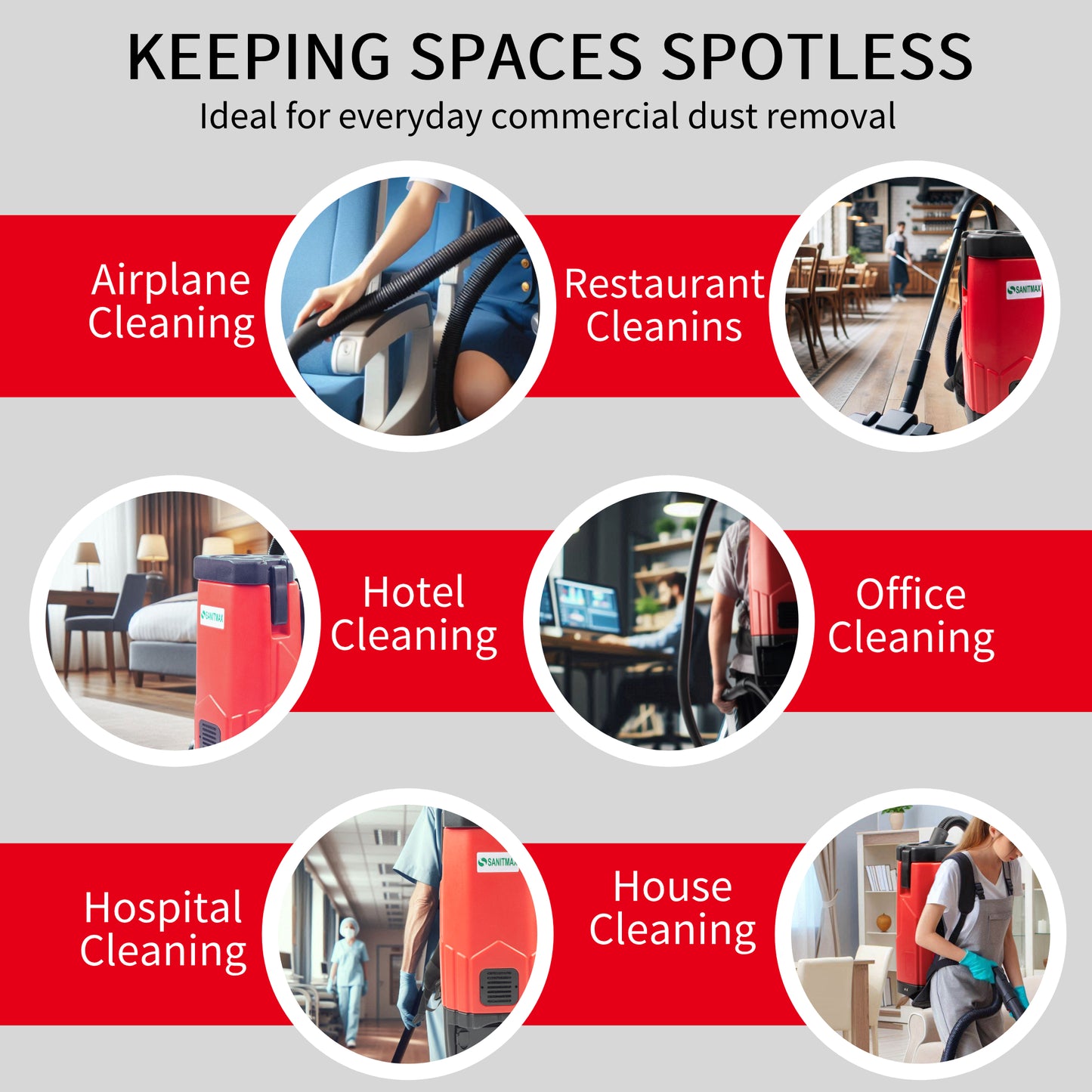 SANITMAX SM05-D Backpack Vacuum, 106 CFM Cleaner, 1.3 Gal Capacity, Dual Battery Pack, Up to 60 Min Runtime