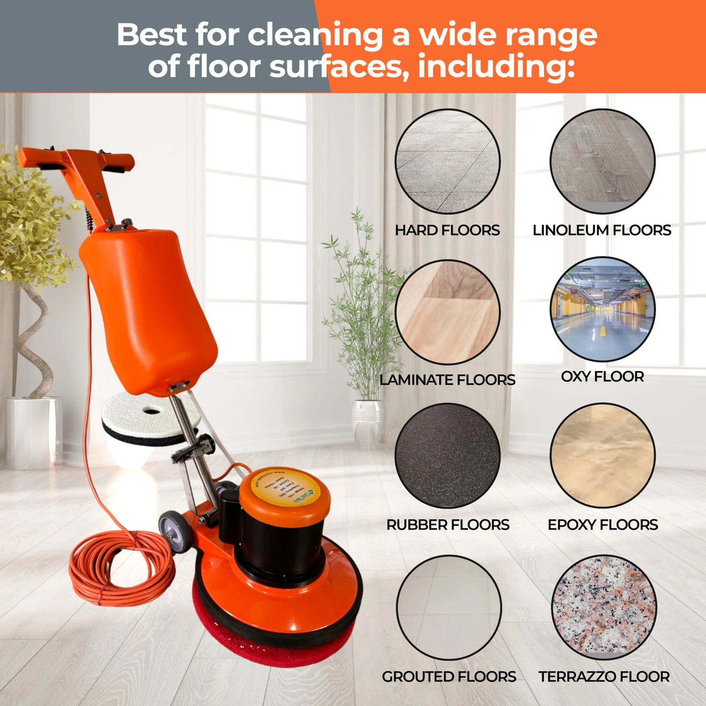 SANITMAX SM421AC 17" Professional Multi-Functional Floor Buffer Scrubber - High Power, Large Capacity for Industrial and Commercial Use