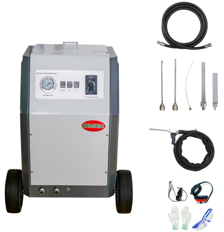 Auto Dry Ice Blasting Machine for 1/8''(3mm) Dry Ice Dry Ice Cleanning Machine with Gun Hose and Nozzle Dry Ice Blaster