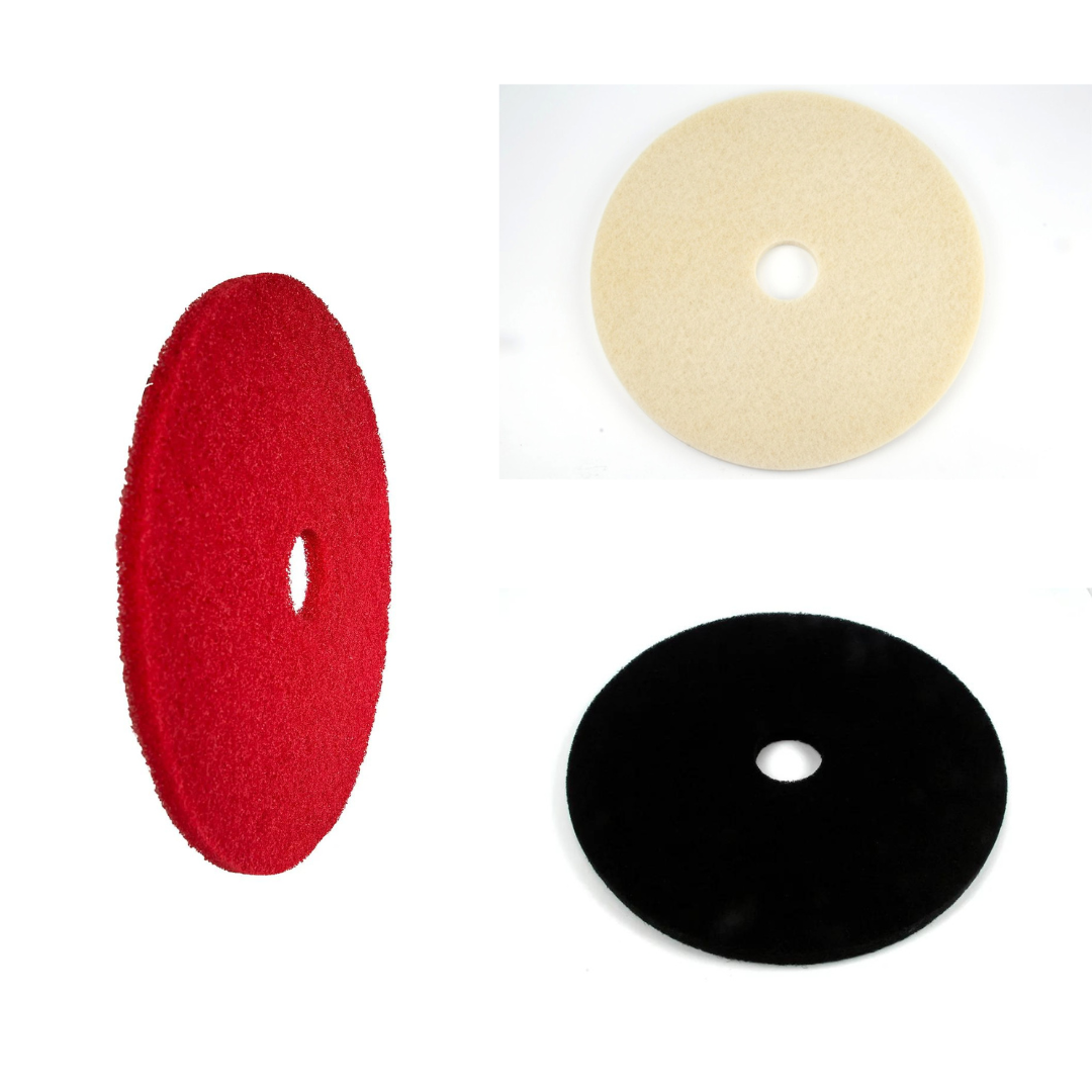 SANITMAX 22" Burnishing Pad (Pack of 5) for Floor Scrubber Dryer Machines, White, Red and Black