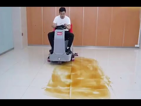 SM860 Ride-On Commercial Floor Scrubber Dryer Machine, 34" Dual Brushes, 37-Gal Sewage Tank, 80,000 Sqft/H Cleaning Efficiency