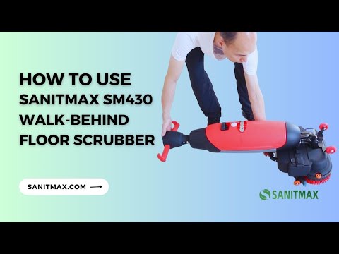 SM430 17" Walk-behind Floor Scrubber Machine, 360 Degree Rotating Head, 10000 sqft/h, Cordless Rechargeable Lithium Battery