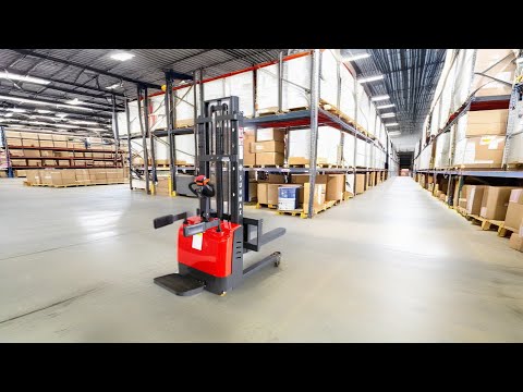 PS3300FE-3M Fulll-Electric Pallet Stacker, 3300 lbs Capacity, 118" Lifting Height, Works with Open-bottom Pallets