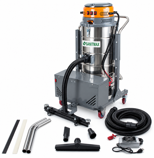 Heavy Duty Industrial Vacuum Cleaner SM100 - 26.4 Gal, 3 Motor HEPA, 212 CFM