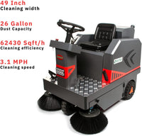 SM1250 49" Ride-on Industrial Floor Sweeper,  26 Gal Dustbin, 69000 Sqft/h Efficiency