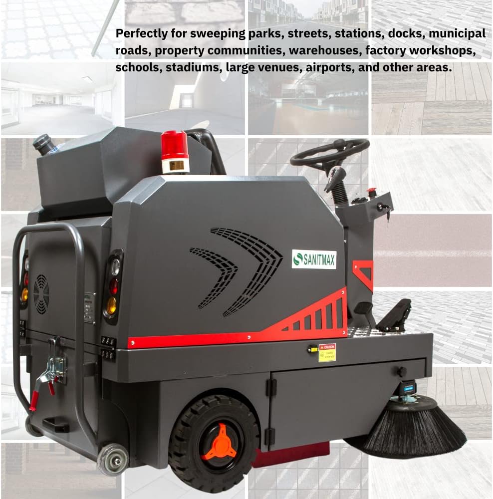 SM1250 49" Ride-on Industrial Floor Sweeper,  26 Gal Dustbin, 69000 Sqft/h Efficiency