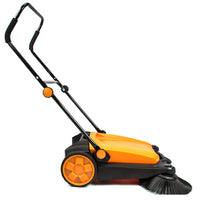 SM650 27.5" Manual Push Powered Floor Sweeper, Triple Brushes, Indoor and Outdoor