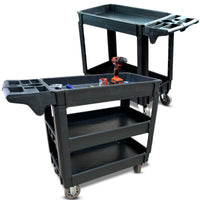 600 lbs Heavy Duty Plastic Rolling Utility Cart for Warehouse/Garage/Restaurants/Offices, HDPE Shelves, 5" Caster Wheelss