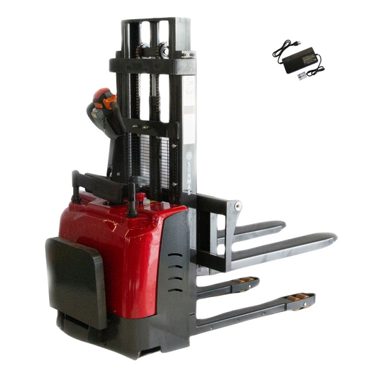 Full-Electric Pallet Stacker, 3300 lbs Capacity, 78" Lifting Height for Open-bottom Pallets