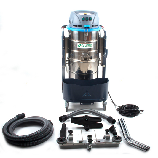 SM100 Industrial Vacuum Cleaner, 26.4 Gal (100L) Heavy-Duty Dust Extractor, 2.8 HP Motor, 212 CFM, HEPA Filtration, Reverse-Pulse Filter, 110V