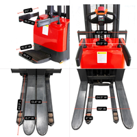 PS3300FE-3M Fulll-Electric Pallet Stacker, 3300 lbs Capacity, 118" Lifting Height, Works with Open-bottom Pallets