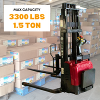 Full-Electric Pallet Stacker – 157" Max Lift Height,  3300 lbs Capacity, Adjustable Legs