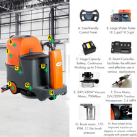 RT70 Ride-On Floor Scrubber, 48000 Sqft/H Efficiency, 18.5 Gal Tanks, 31-inch Squeegee Width