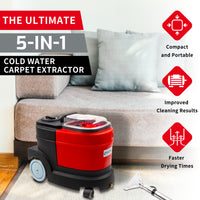 SM04 Cold Water Carpet Extractor, Powerful 800W Motor, 2.1 gal Sewage Tank, 3.7 gal Solution Tank