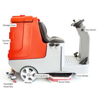 SM860 Ride-On Commercial Floor Scrubber Dryer Machine, 34" Dual Brushes, 37-Gal Sewage Tank, 80,000 Sqft/H Cleaning Efficiency