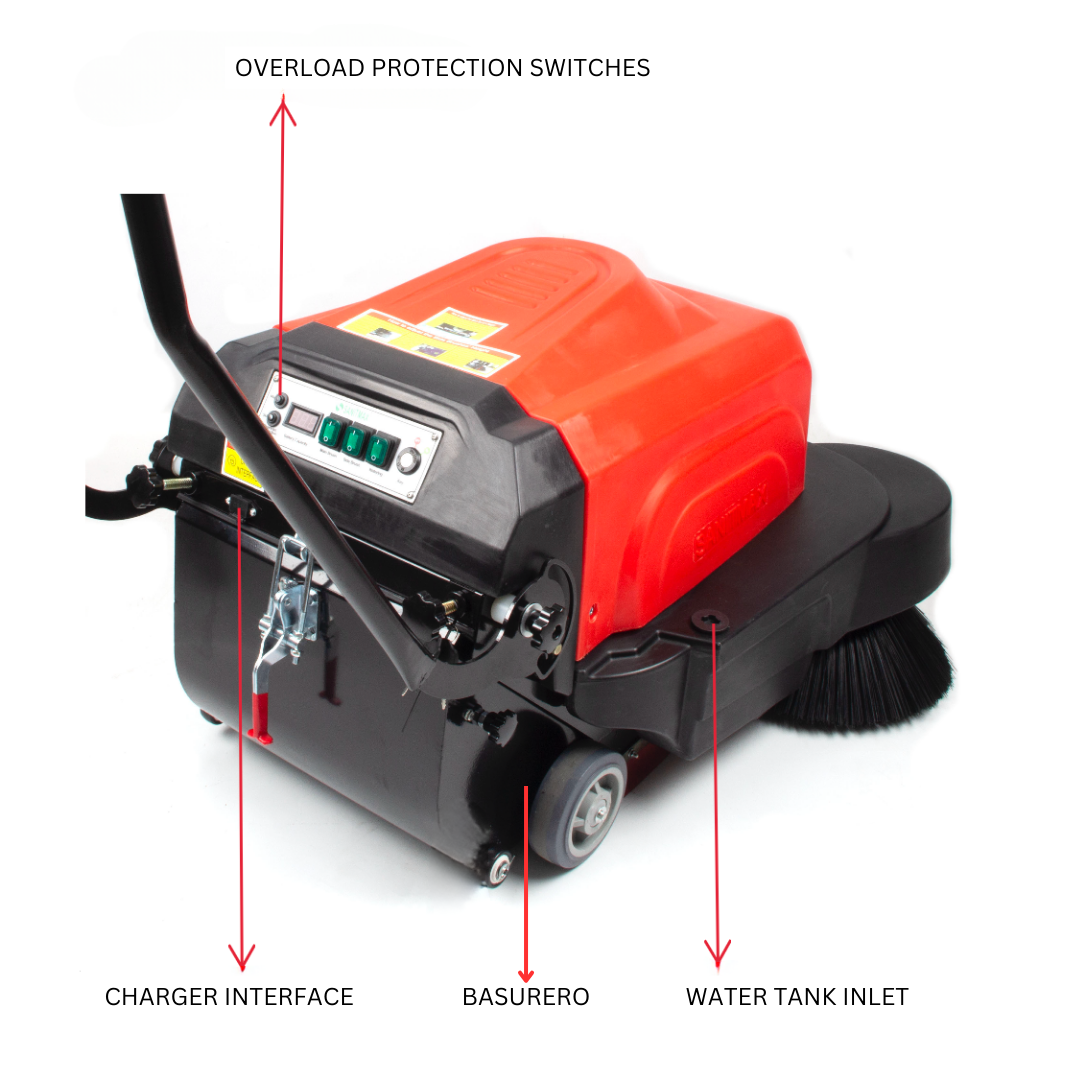 SM1050B battery powered walk-behind sweeper with water tank