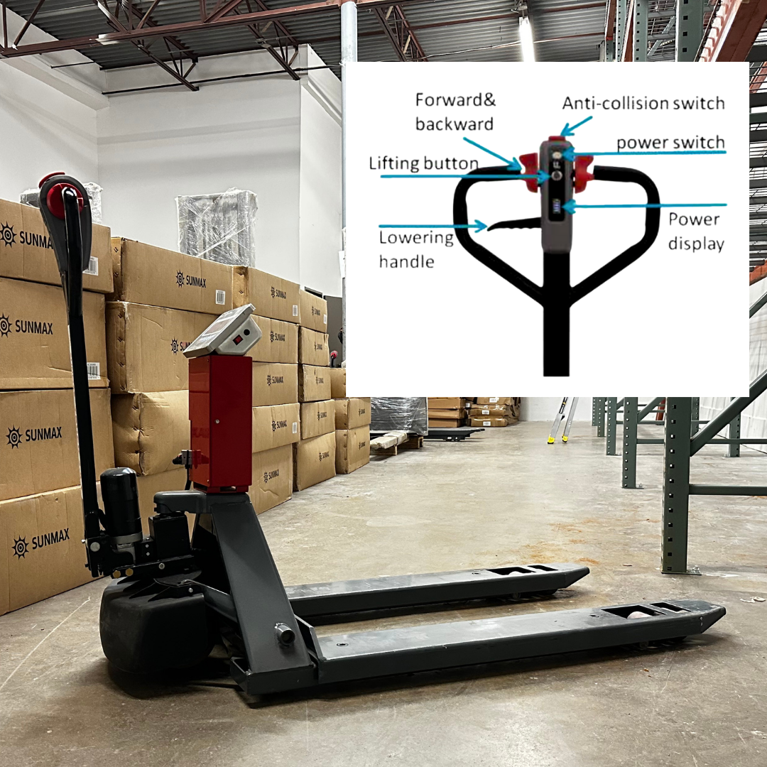 PT4400W 4400 lbs Electric Pallet Jack with Built-in Scale, 45" x 27" Fork Size