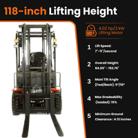A-20 Electric Forklift – 4400 lbs Capacity, 118" Lift Height, Compact & Powerful for Warehouse Operations
