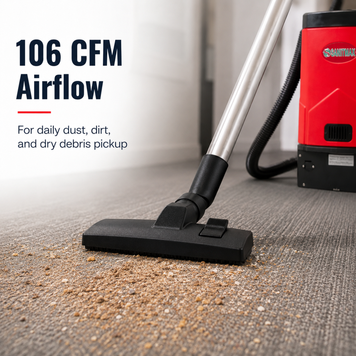 Professional Commercial Backpack Vacuum Cleaner, 106 CFM, 1.7-Gal Tank