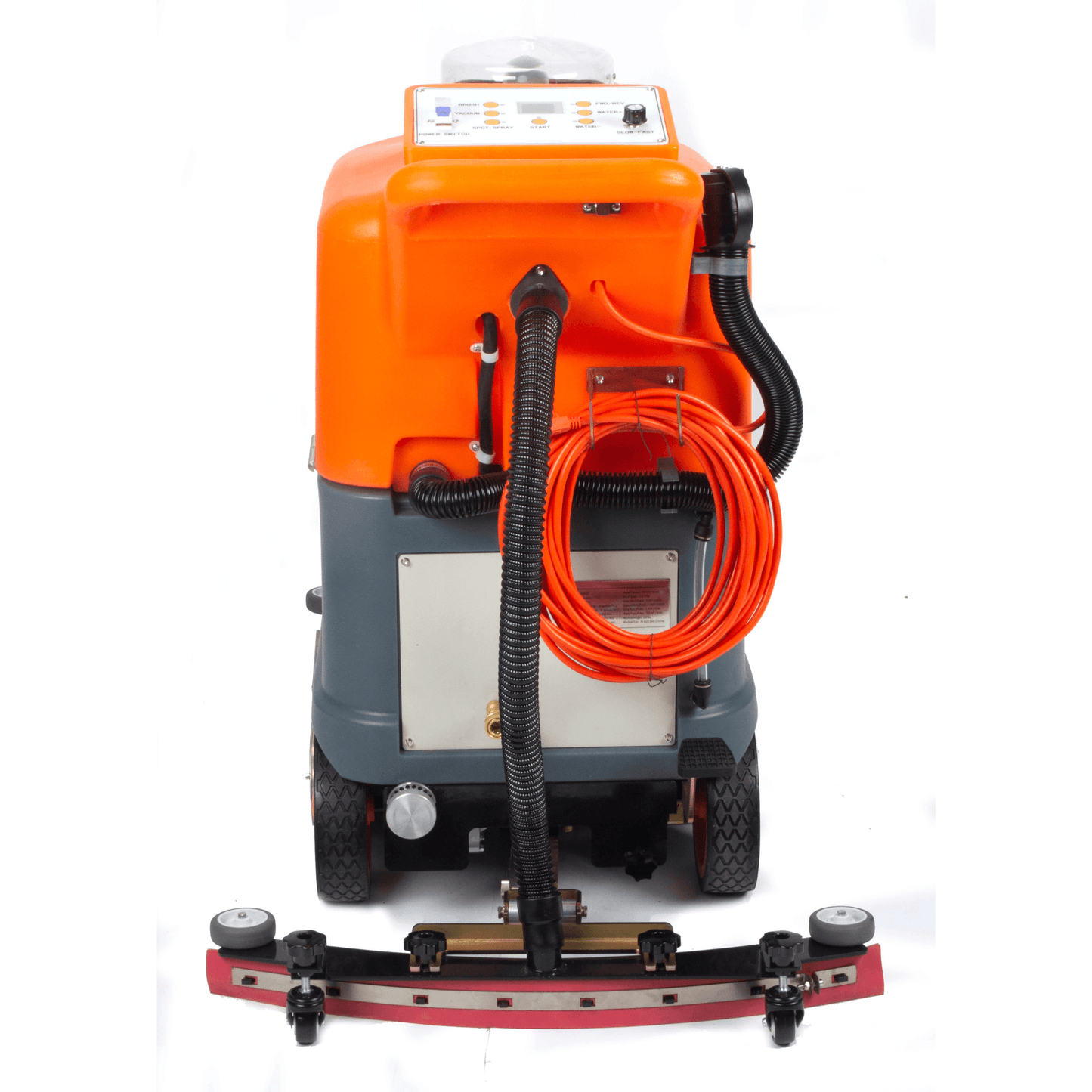 Self-Propelled Carpet Cleaning Machine for commercial use, features cold and heated settings, ideal for multiple surfaces.