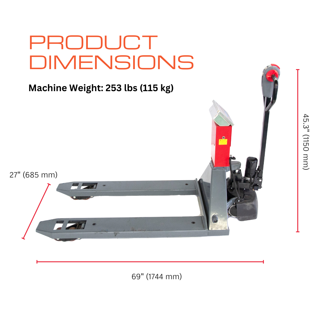 PT4400W 4400 lbs Electric Pallet Jack with Built-in Scale, 45" x 27" Fork Size