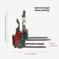 Full-Electric Pallet Stacker, 3300 lbs Capacity, 78" Lifting Height for Open-bottom Pallets