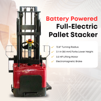Full-Electric Pallet Stacker – 157" Max Lift Height,  3300 lbs Capacity, Adjustable Legs