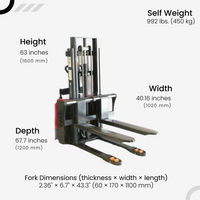 Full-Electric Pallet Stacker, 3300 lbs Capacity, 78" Lifting Height for Open-bottom Pallets