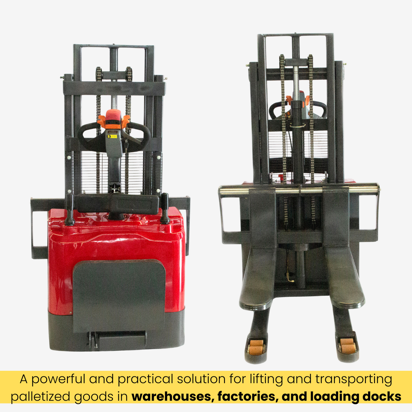 Full-Electric Pallet Stacker, 3300 lbs Capacity, 78" Lifting Height for Open-bottom Pallets