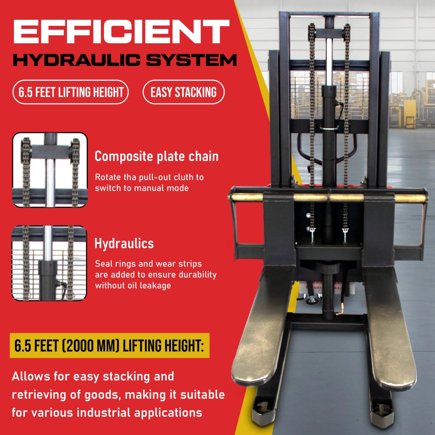 PS3300SE-2M Semi-Electric Pallet Stacker