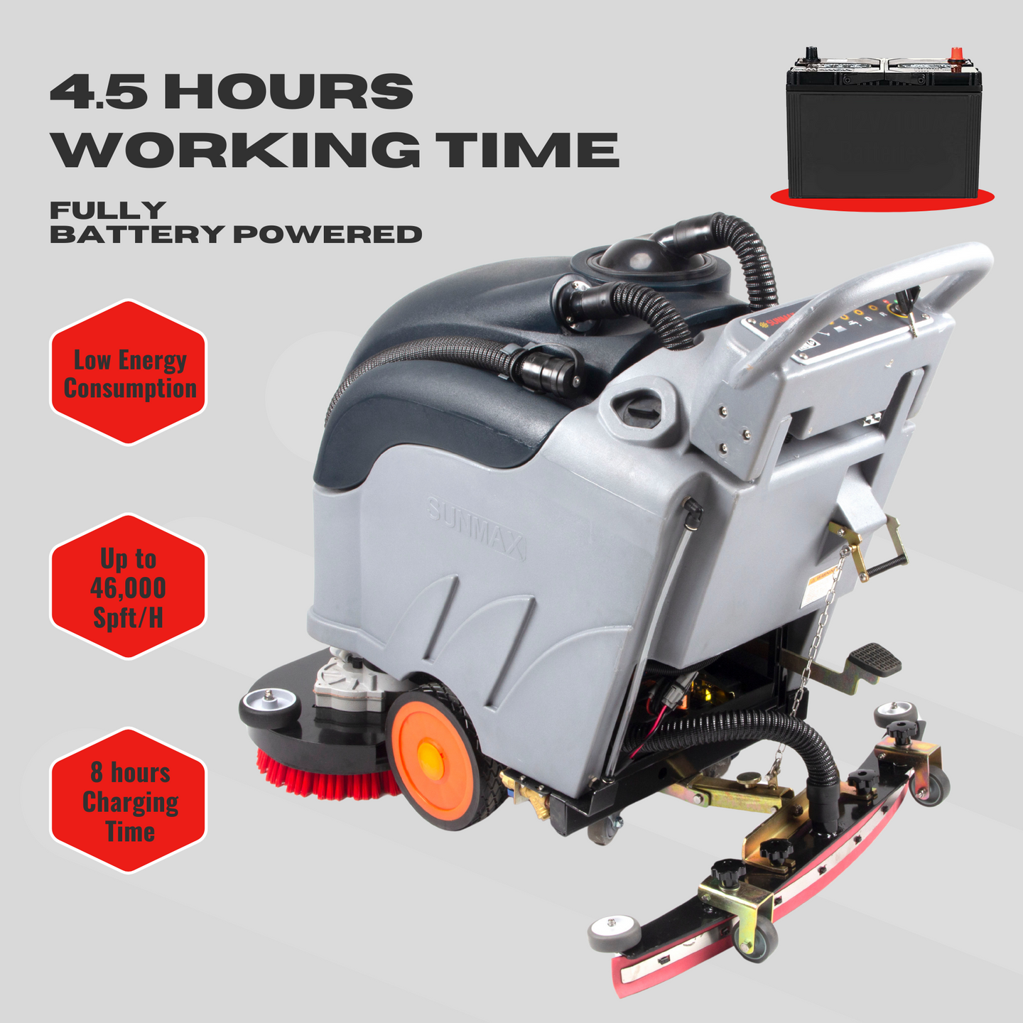 SANITMAX RT50DW 26" Dual Brushes Self-Propelled Floor Scrubber Dryer Machine 