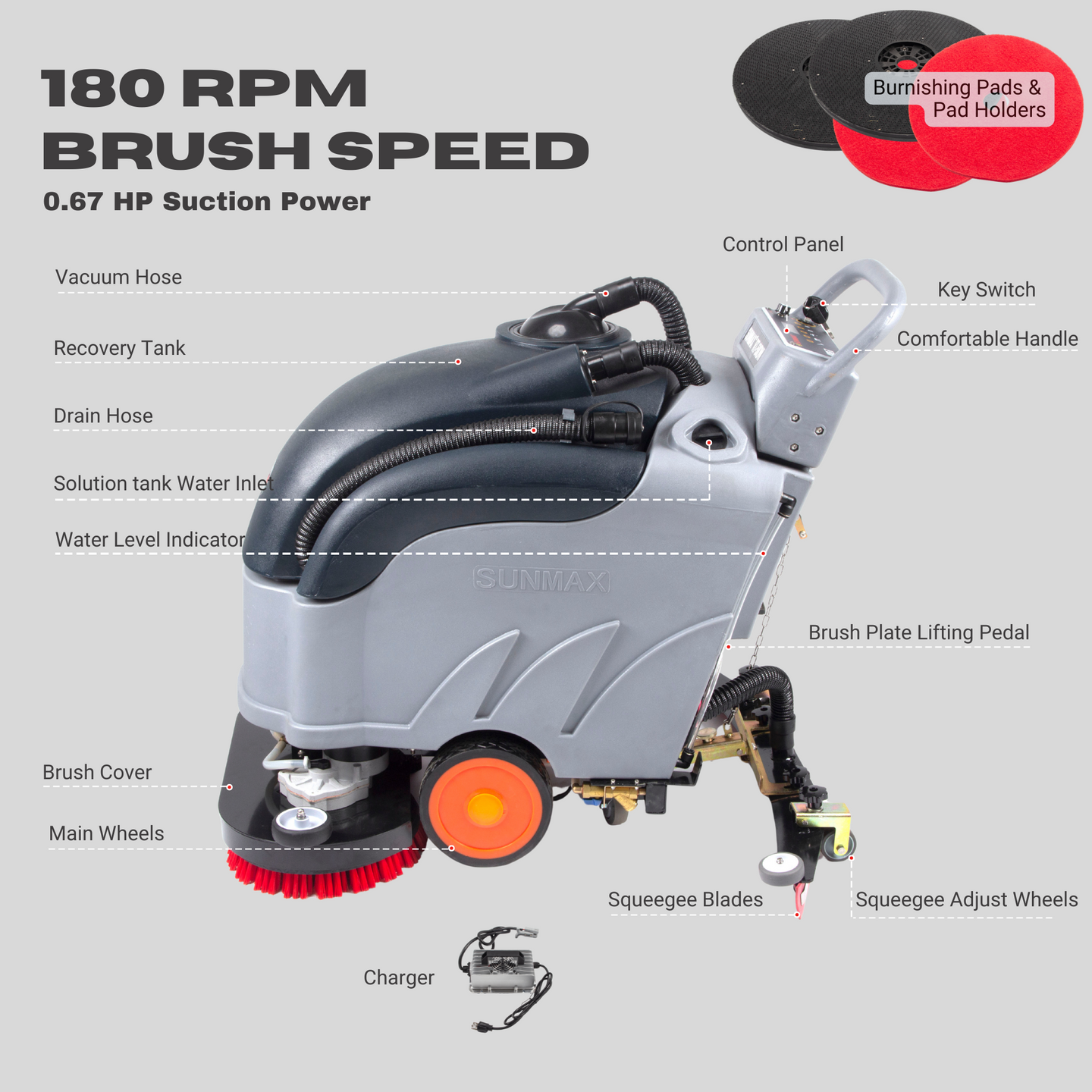 SANITMAX RT50DW 26" Dual Brushes Self-Propelled Floor Scrubber Dryer Machine 