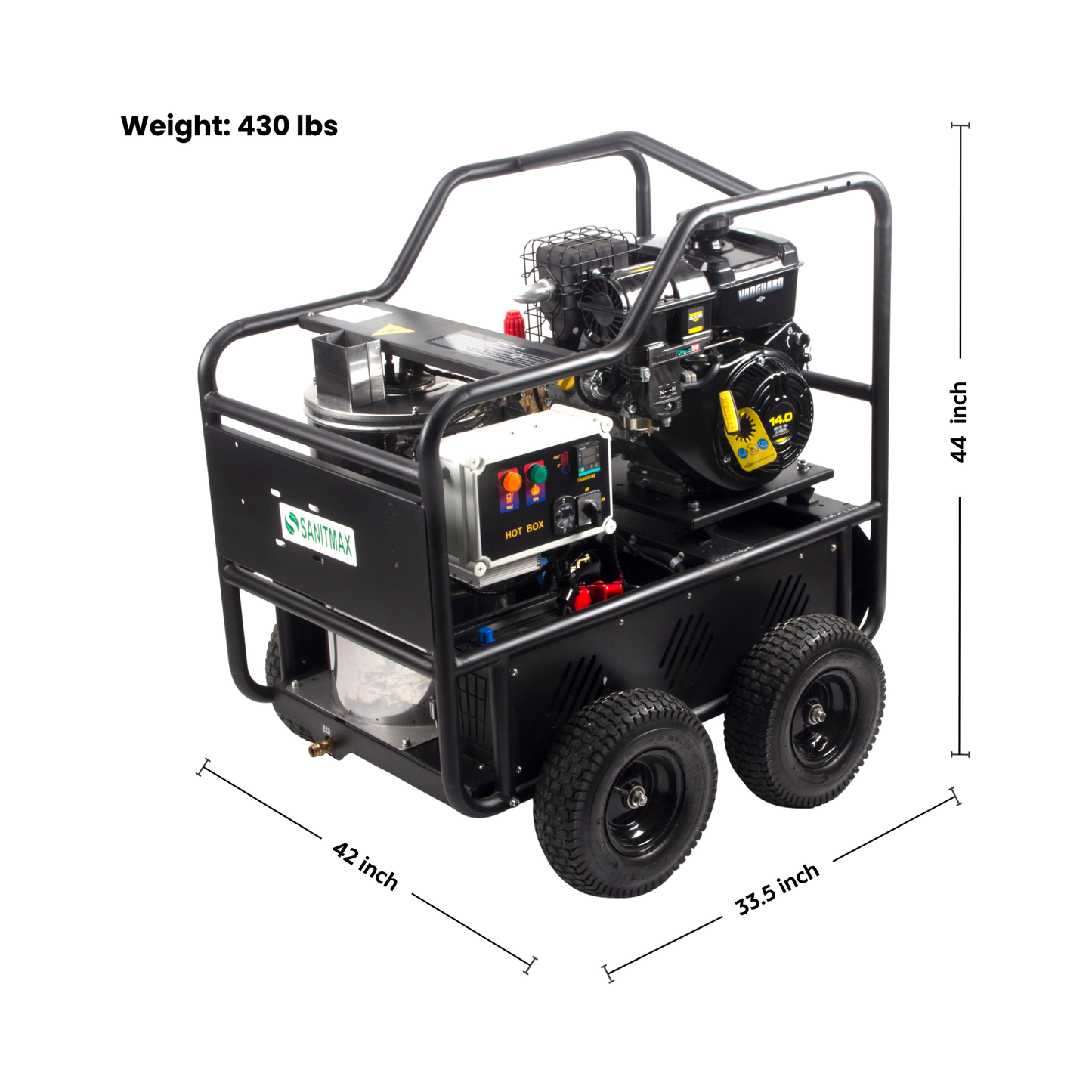 SM4000 Hot & Cold Water High Pressure Washer, Gasoline Powered, 4,000 PSI, 4.0 GPM, Diesel Heating, Instant Hot Water