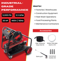 SM5000 Industrial Cold Water Electric Pressure Washer – 5000 PSI, 5.5 GPM, 20HP