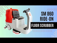 SM860 Ride-On Commercial Floor Scrubber Dryer Machine, 34" Dual Brushes, 34.3 Gal Sewage Tank, 80,000 Sqft/H Cleaning Efficiency