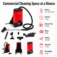 Professional Commercial Backpack Vacuum Cleaner, 106 CFM, 1.7-Gal Tank