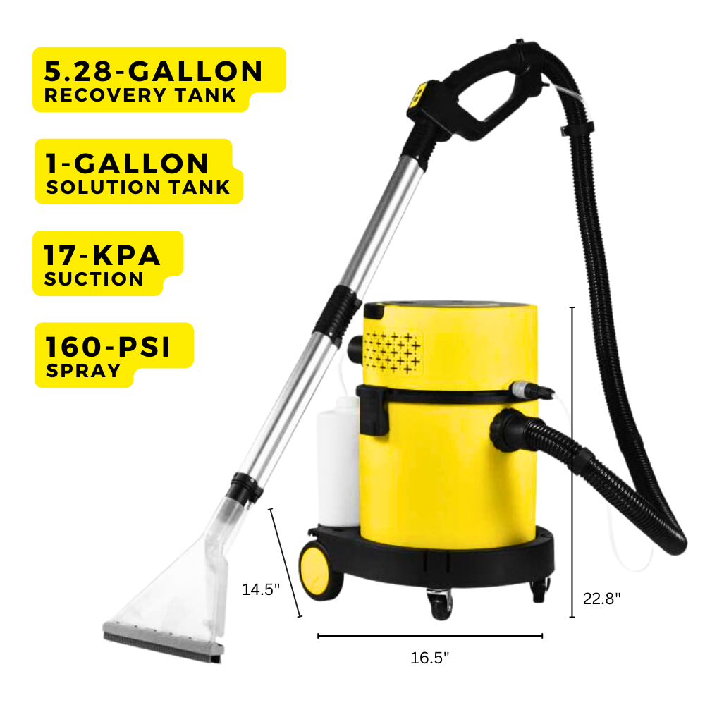 SM20 Professional Wet & Dry Shampoo Vacuum Cleaner – Multi-Function Carpet & Upholstery Cleaning Machine with HEPA Filtration and Attachments, Yellow