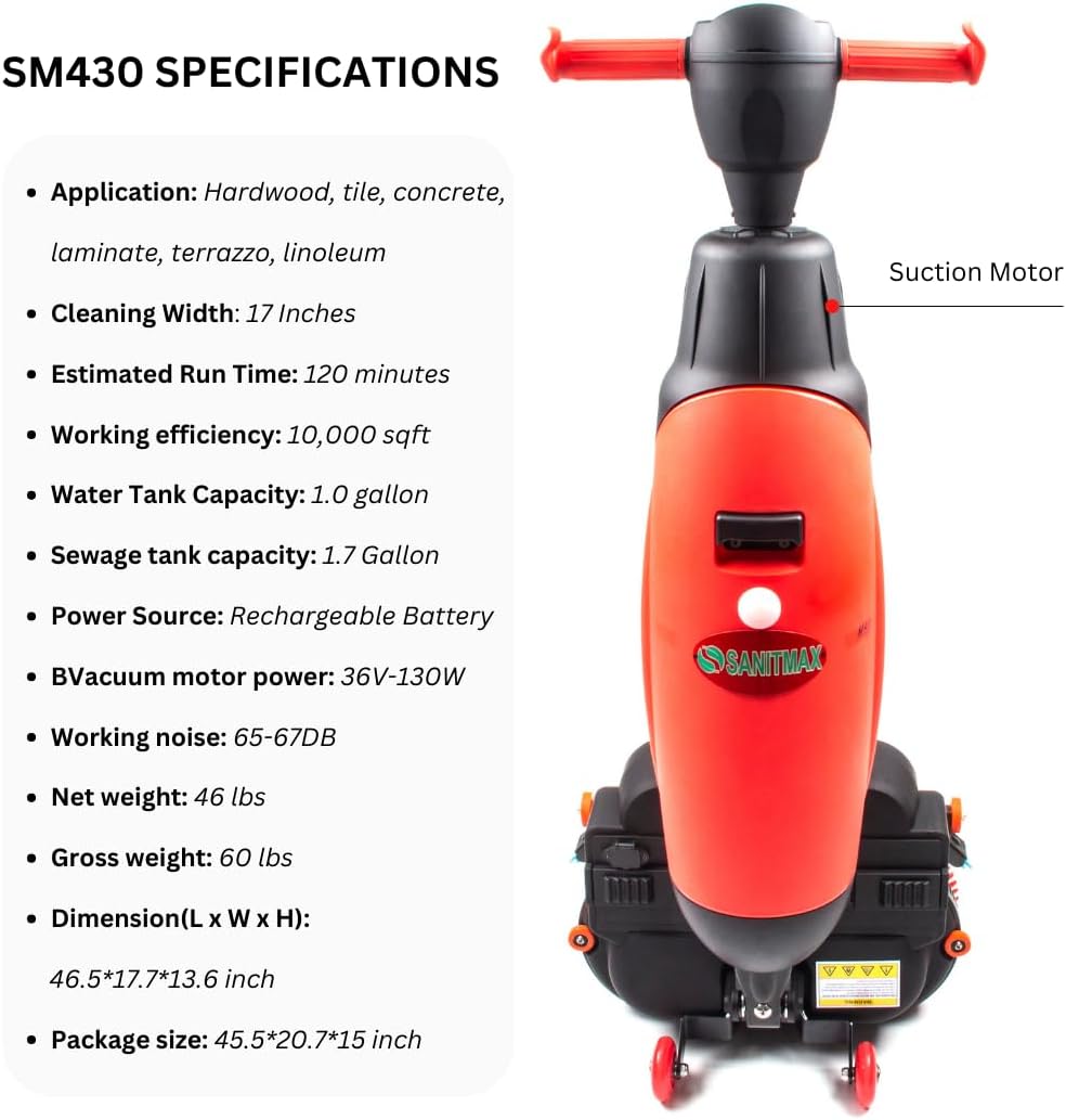 SM430 17" Walk-behind Floor Scrubber